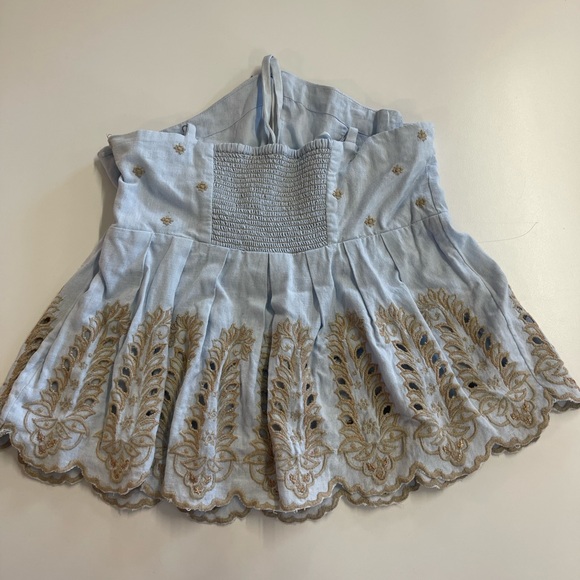 Anthropologie Moulinette Soeurs Womens Peplum Halter Top SMALL Embroidered - Picture 4 of 11